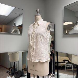 White Linen Button Up Tank Top